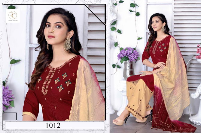 Rc Kesariya 1 Latest Fancy Ethnic Wear Rayon Ready Made Suit Collection